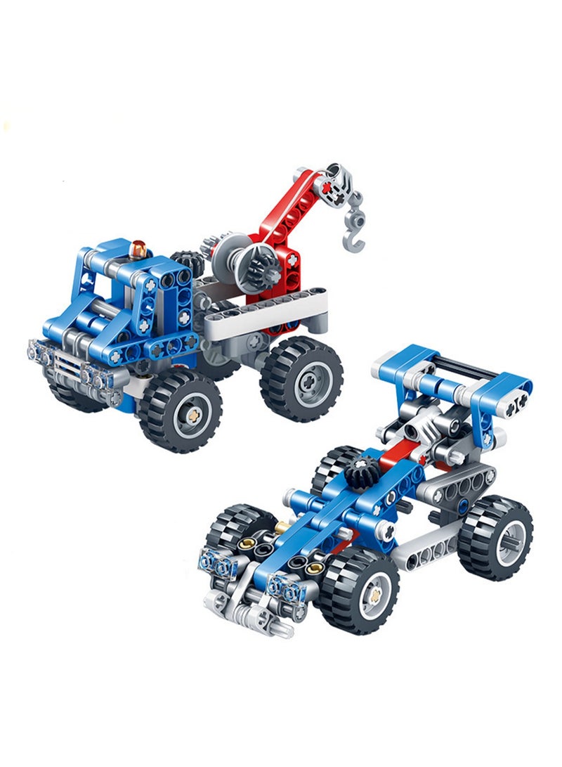 Children's Science And Education Plastic Toys Power Principle Engineering Machinery Set Small Particle Building Blocks(Motorcycle, Crane Dual Form) - Image 1