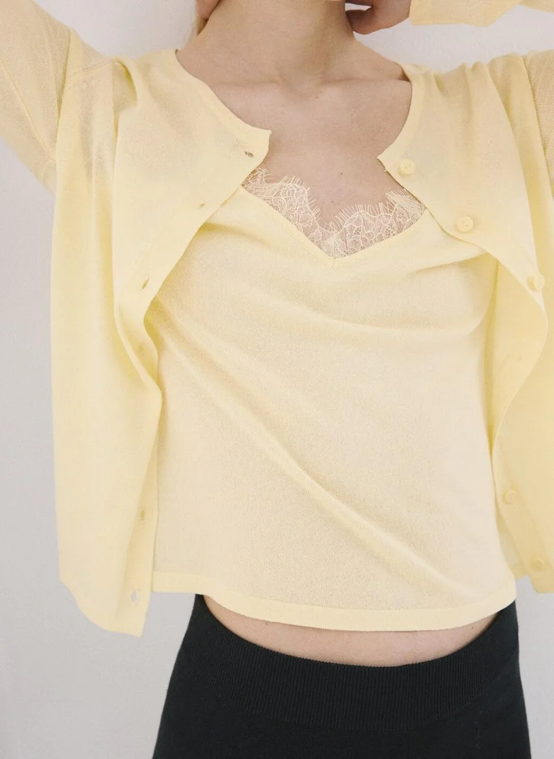 MANGO Knitted Button Cardigan