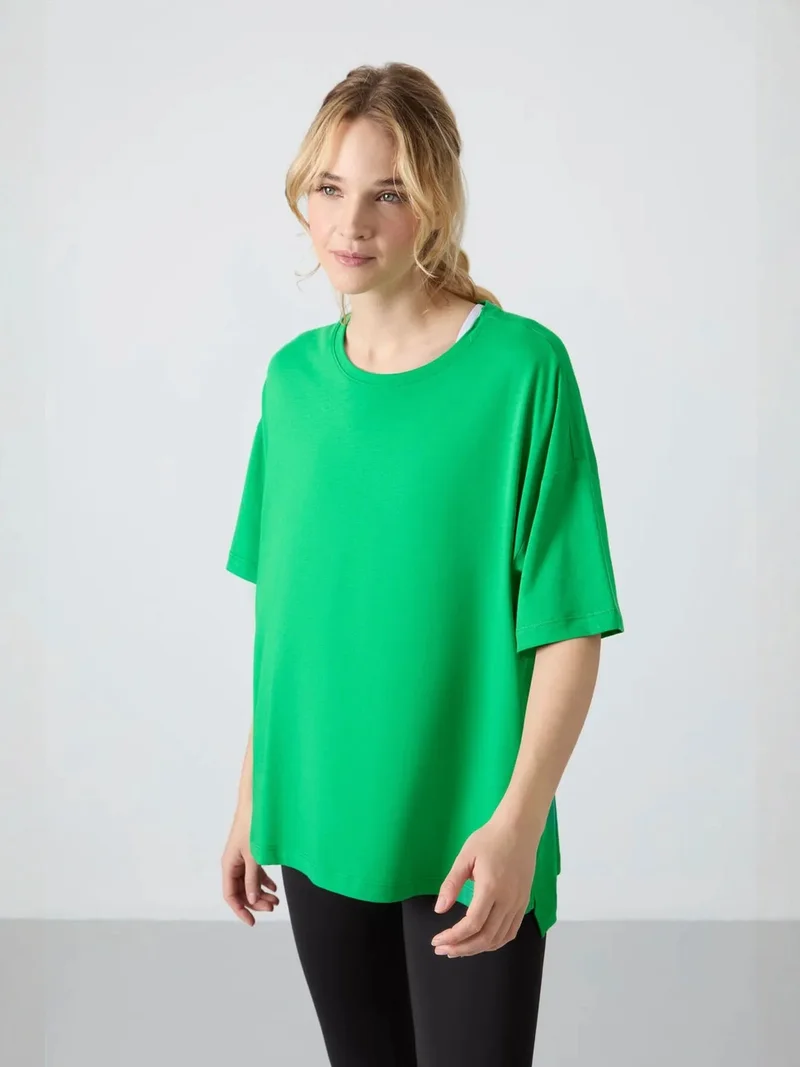 تومي لايف TOMMY Oversized Cotton-Modal Crew Neck T-Shirt