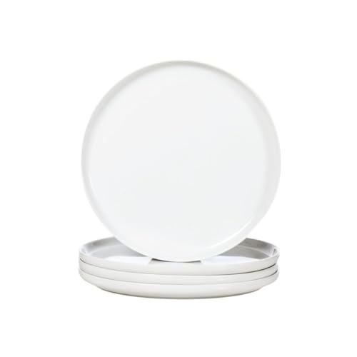 WishDeco White Dinner Plates Set of 4, Ceramic Dining Plates 10.5 inch, Large Salad Plate, Porcelain Kitchen Plate for Pizza, Steak, Microwave and Dishwasher Safe - Image 1