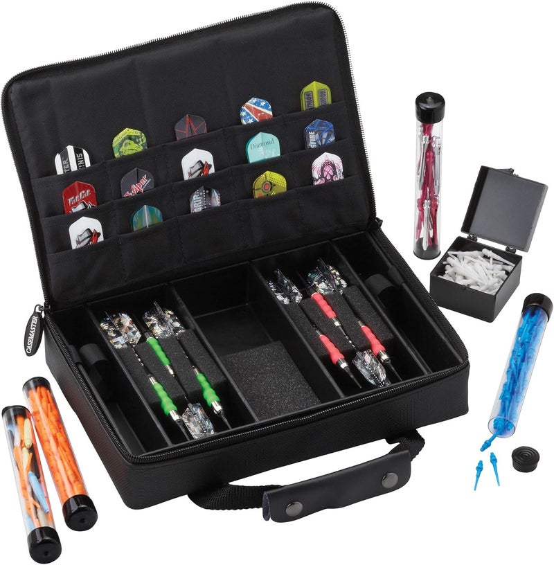 CASEMASTER Classic Nylon Dart Carrying Case for Steel and Soft Tip Darts, Holds 12 Darts Numerous Other Accessories via Generous Storage Pockets, Tubes and Boxes, Black - Image 5