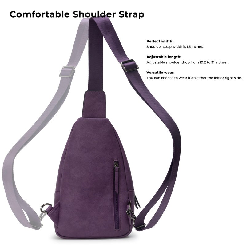 Alldaily Large Sling Bag for Women Crossbody Purse Leather Fashionable Trendy Chest Bag for Travel, Fanny Pack (Purple) - Image 4