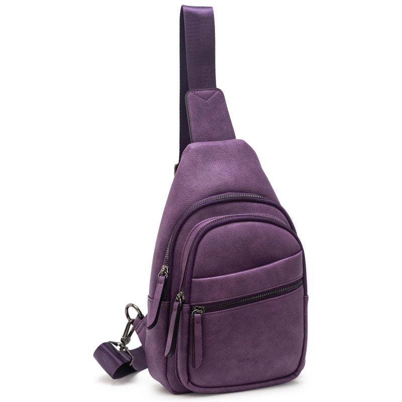 Alldaily Large Sling Bag for Women Crossbody Purse Leather Fashionable Trendy Chest Bag for Travel, Fanny Pack (Purple) - Image 1
