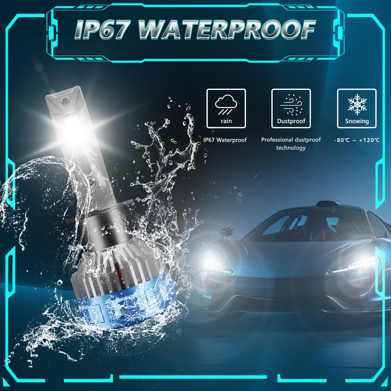 أصوات مصابيح الأضواء الأمامية LED H1: تبديد حراري متكامل ذات تأثير مزدوج - حبات LED عالية القوة مع موصل حراري من أنابين نحاسية مزدوجة لقيادة السيارة في الليل - Image 2