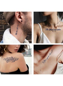 Dopetattoo 13 Sheets Lasting 1-2 Weeks Temporary Tattoo Words Word Tattoos Tattoo Letters Letter Tattoos Semi Permanent Tattoo Quote Tattoo Temporary Tattoos Realistic Fake Tattoos for Women Men  - Image 2