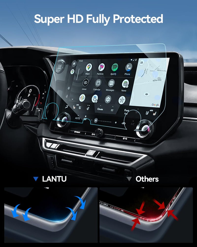 LANTU RX 350 Screen Protector for 2023 2024 2025 Lexus RX350& TX350 Accessories 14" Tempered Glass GPS Navigation Touchscreen Protector for RX 350/350h/500h& 2024 2025 TX 350/500h HD Clear - Image 4