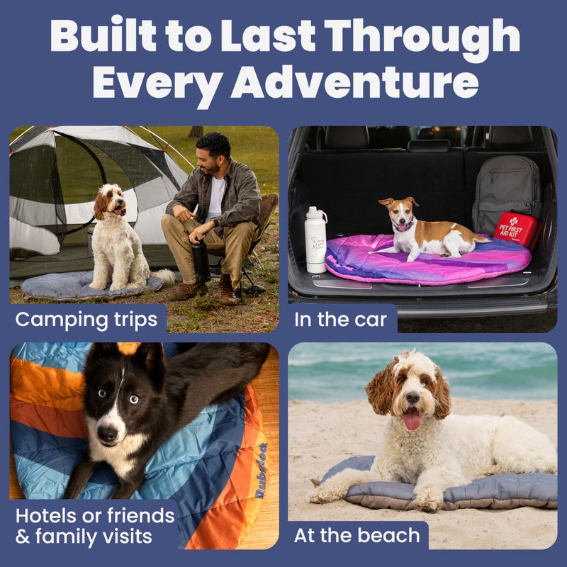 rubyloo Travel Dog Bed (42" x 30")- Foldable & Packable for Travel, Road Trip, Campingâ€“ Lightweight, Water Resistant & Cozy with Soft Paddingâ€“ Compact, Portable & Machine Washableâ€“ Large & Small Breeds: Pink - Image 4