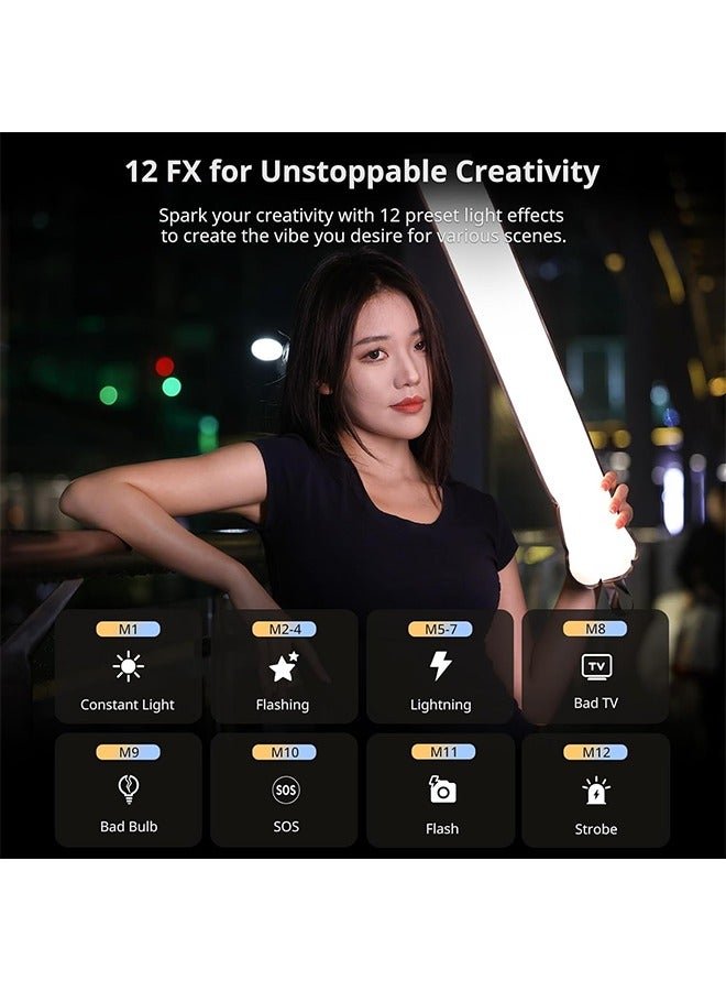 يولانزي أولانزي UA20 ضوء أنبوب قابل للنفخ ثنائي اللون بقوة 20 واط، ضوء محمول يدوي مغناطيسي من 2700K إلى 6500K بمؤشر تجسيد اللون 95+، ضوء بث الفيديو الهوائي، عصا تصوير بإمكانية تثبيت 1/4" - Image 4