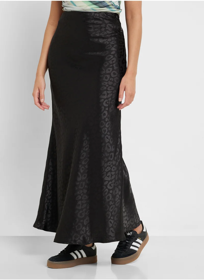 Ginger Tonal Leopard Print Satin Skirt