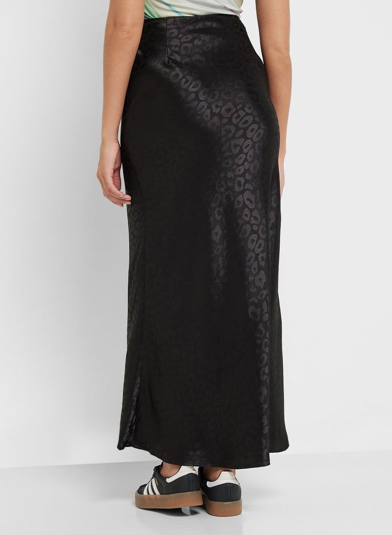 Ginger Tonal Leopard Print Satin Skirt  - Image 3