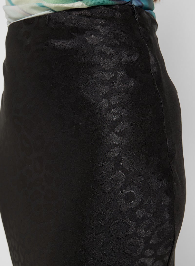 Ginger Tonal Leopard Print Satin Skirt  - Image 4