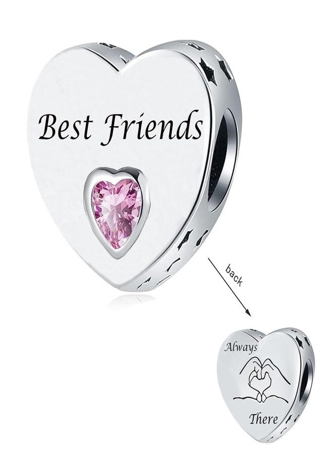 OutstandLong Best Friend Charm Compatible With Pandora Charms Bracelets Heart Pink Crystal Charm - Image 1