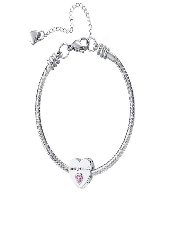 OutstandLong Best Friend Charm Compatible With Pandora Charms Bracelets Heart Pink Crystal Charm - Image 2