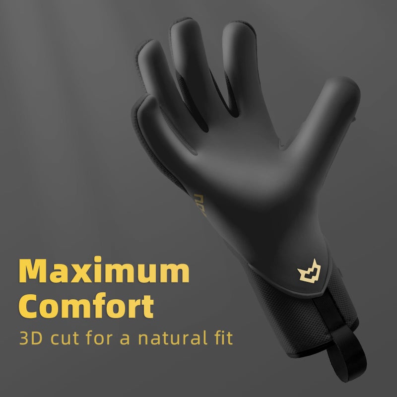 WVVOU Professional Goalkeeper Gloves for Adults and Youth Soccer Goalie Gloves Breathable Soccer Gloves High Performance Guantes De Portero with 4+3mm Sticky Super Grip Latex Palm (Black, 8) - Image 3