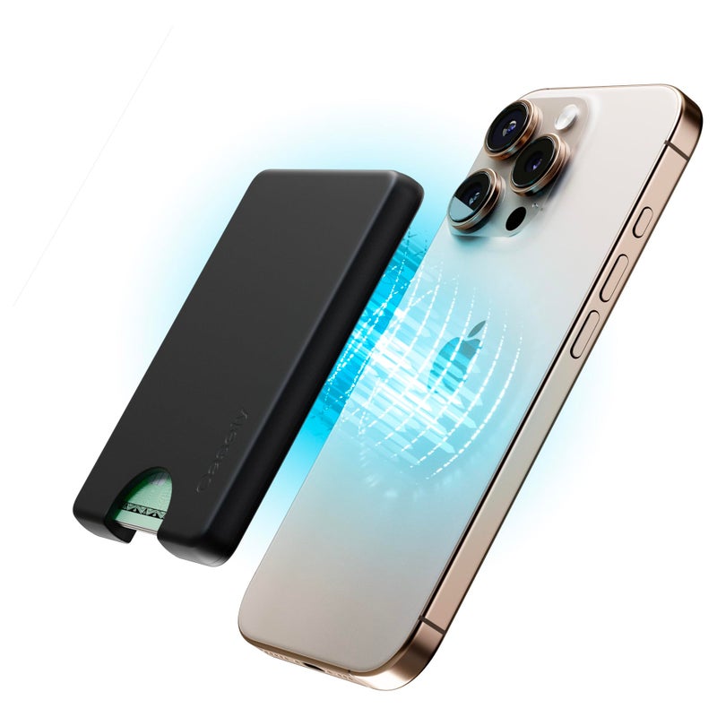 Casely MagWallet | Black | Slim Wallet Card Holder | Compatible with MagSafe | Soft-Touch Hard Silicone | Holds Up to 3 Cards - Image 4
