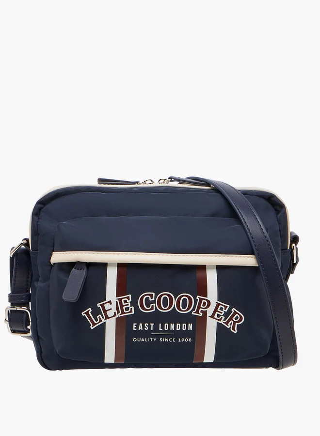 لي كوبر Logo Print Crossbody Bag with Adjustable Strap and Zip Closure