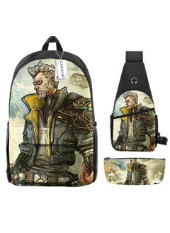Student creative pattern backpack three-piece set 3D butterfly series men's and women's large-capacity computer backpack combination,21- Three-piece set - 15