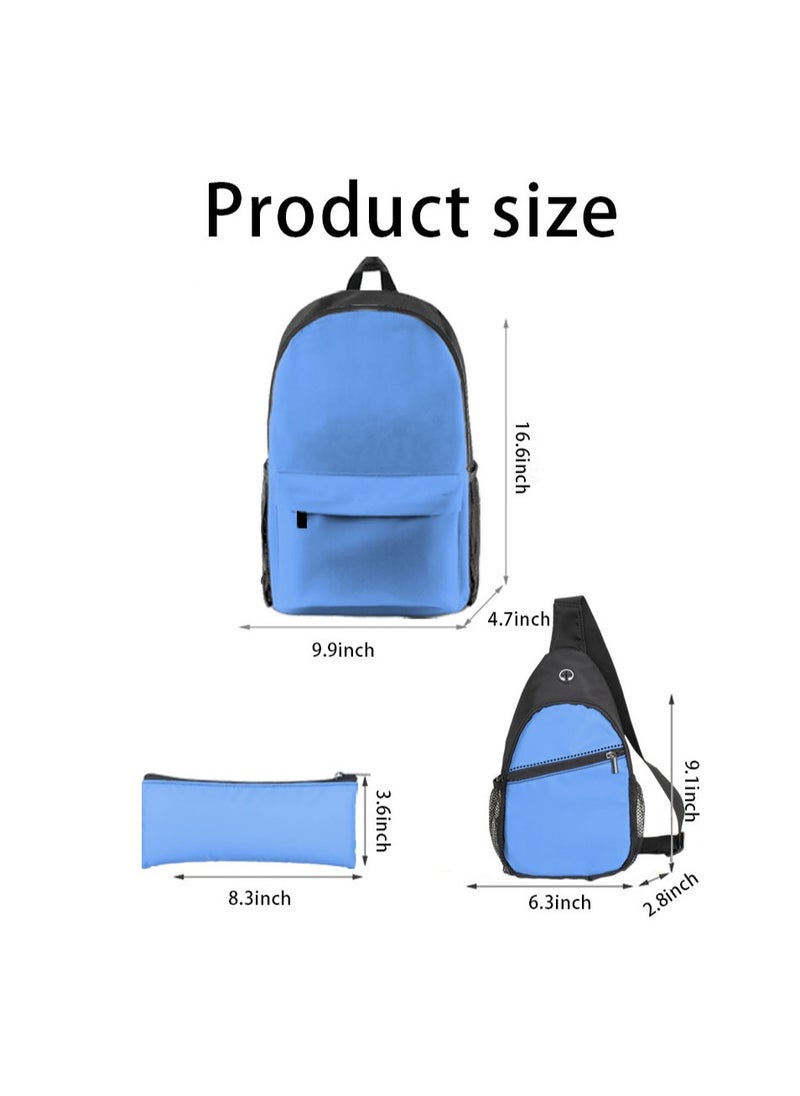 Generic - Student creative pattern backpack three-piece set 3D butterfly series men's and women's large-capacity computer backpack combination,21- Three-piece set - 15 - Image 1