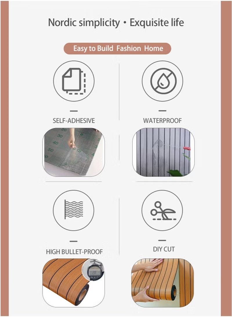 NiceArt 3D wood grain wallpaper foam wallpaper 1 roll self-adhesive waterproof thickened wallpaper wallpaper kitchen ceiling indoor moisture-proof soundproof wall panel 2.8mm X 40cm X 300cm - Image 2