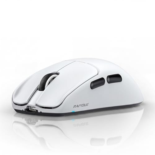 RAPIQUE Ultra-Light Wireless Mouse – 53 g Featherweight, Silent Click, Dual Mode Bluetooth 5.1 & 2.4 GHz, Side Buttons, USB‑C Recharge, 3-Speed DPI, for Desktop/Laptops/Computer/Mac/PC(White) - Image 1