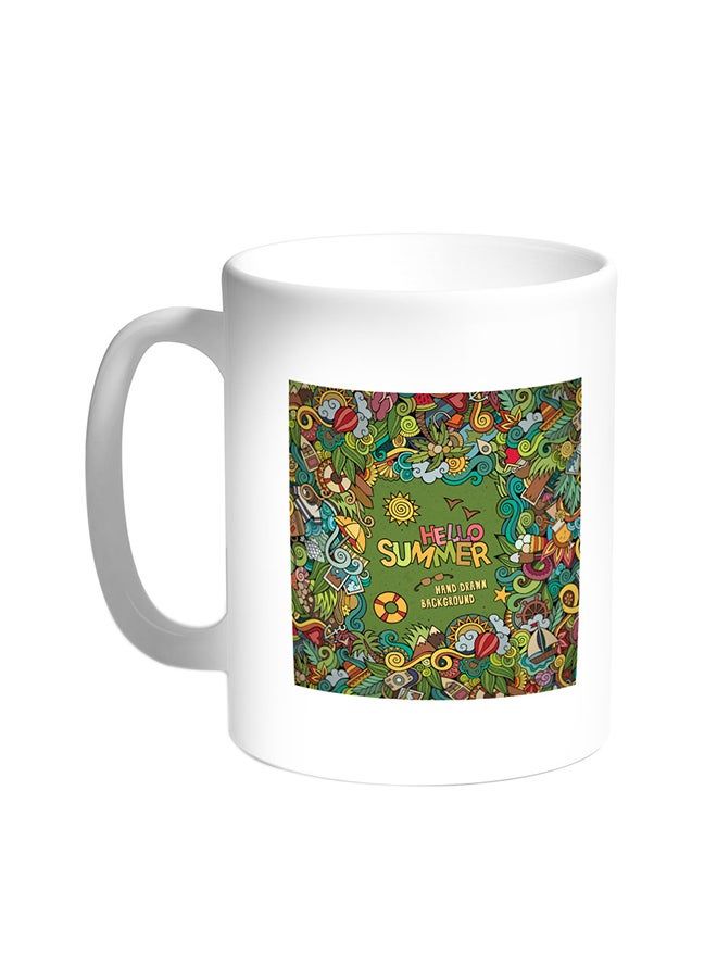 RKN Hello Summer Printed Coffee Mug White 11ounce - Image 1