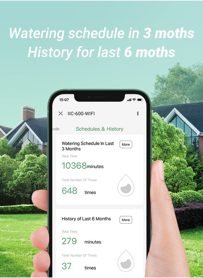 إنك بيرد - INKBIRD وحدة التحكم الذكية للري IIC-600-WIFI – نظام ري آلي مكون من 6 مناطق مع تأجيل الري عند المطر، الضبط الموسمي، الوضع اليدوي، ومراقبة عبر التطبيق، مثالي لإدارة ري الحدائق والمروج والفناءات دون عناء - Image 1