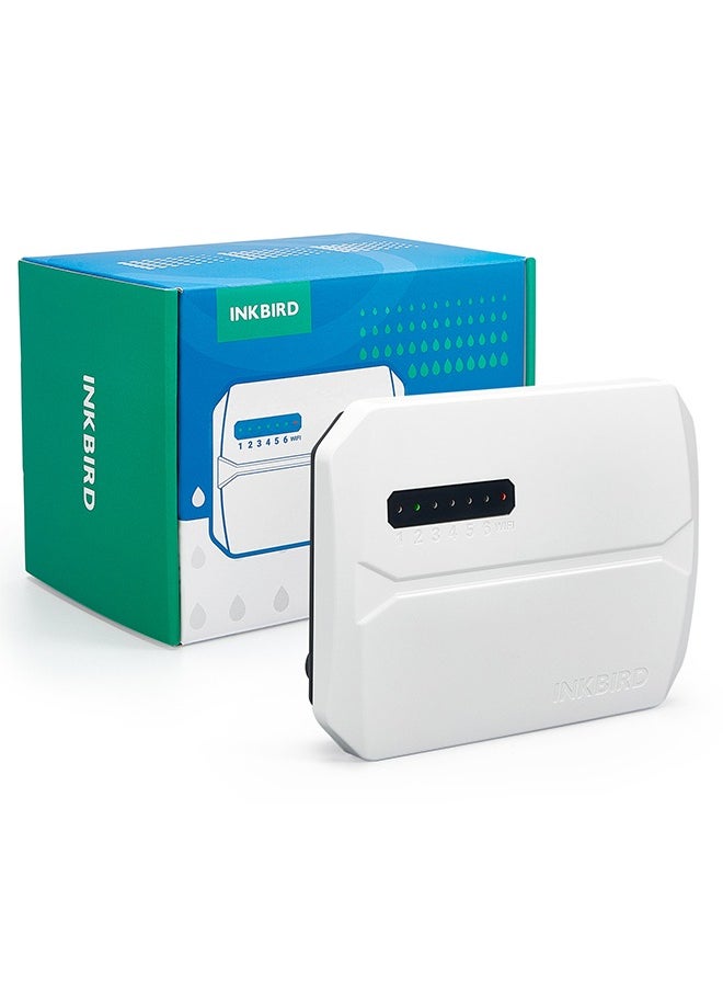 إنك بيرد - INKBIRD وحدة التحكم الذكية للري IIC-600-WIFI – نظام ري آلي مكون من 6 مناطق مع تأجيل الري عند المطر، الضبط الموسمي، الوضع اليدوي، ومراقبة عبر التطبيق، مثالي لإدارة ري الحدائق والمروج والفناءات دون عناء - Image 1