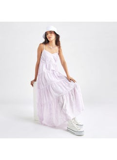 FAV All-Over Print Sleeveless Tiered Dress with Sweetheart Neck  - Image 2