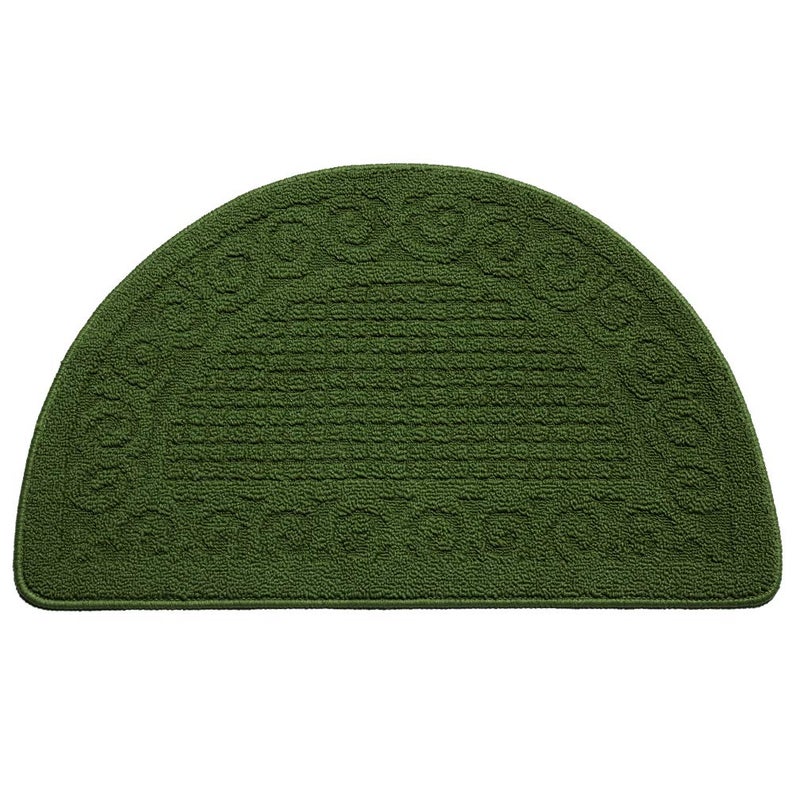 VANZAVANZU Kitchen Rugs, 31"x19" Kitchen Mats, Half Moon Round Kitchen Rugs Carpet, Specialized in Ultra Anti Skid Absorbent and Machine Washable for Kitchen Doorway Floors Accessories (Dark Green) - Image 1