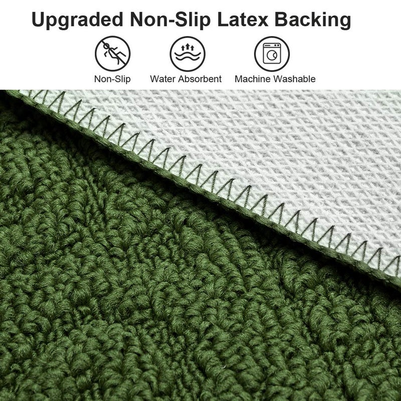 VANZAVANZU Kitchen Rugs, 31"x19" Kitchen Mats, Half Moon Round Kitchen Rugs Carpet, Specialized in Ultra Anti Skid Absorbent and Machine Washable for Kitchen Doorway Floors Accessories (Dark Green) - Image 5