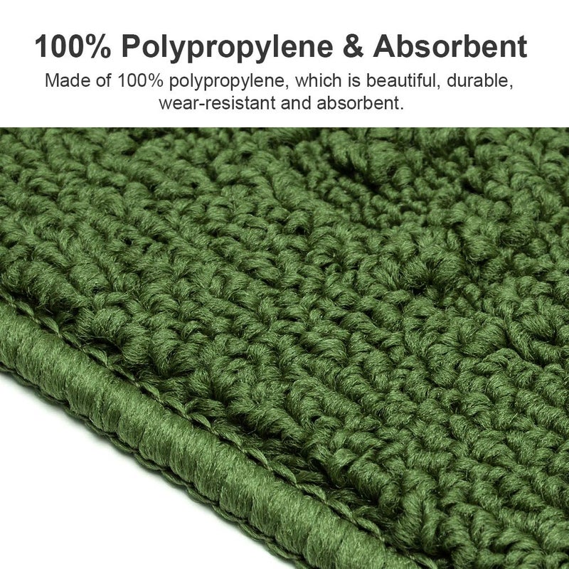 VANZAVANZU Kitchen Rugs, 31"x19" Kitchen Mats, Half Moon Round Kitchen Rugs Carpet, Specialized in Ultra Anti Skid Absorbent and Machine Washable for Kitchen Doorway Floors Accessories (Dark Green) - Image 4