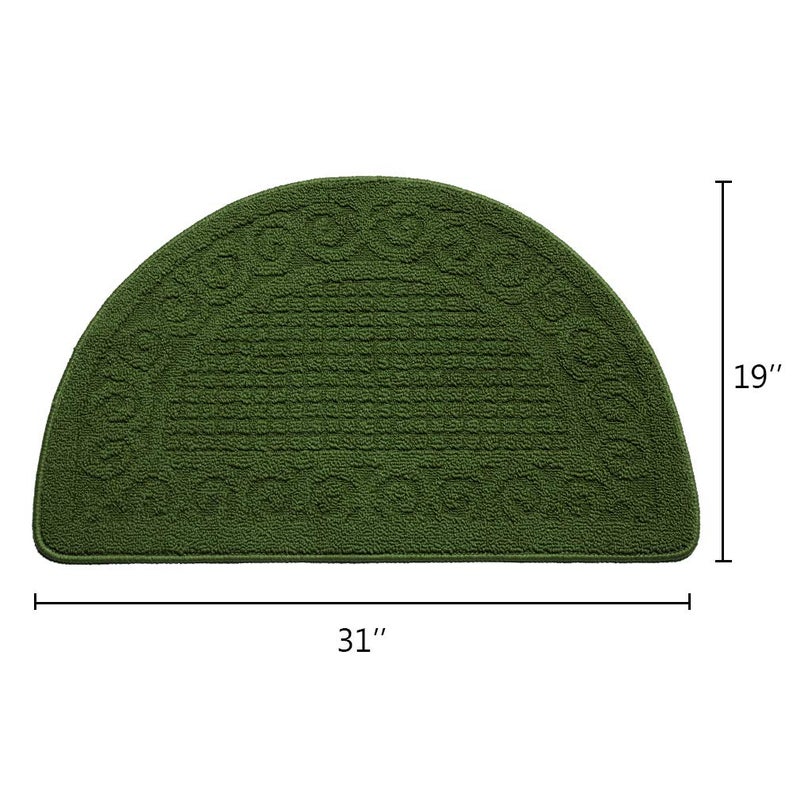VANZAVANZU Kitchen Rugs, 31"x19" Kitchen Mats, Half Moon Round Kitchen Rugs Carpet, Specialized in Ultra Anti Skid Absorbent and Machine Washable for Kitchen Doorway Floors Accessories (Dark Green) - Image 2