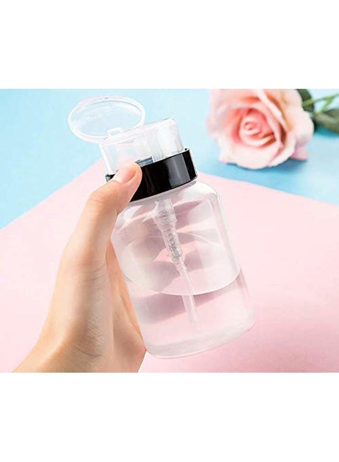Natuworld 3Pcs 200ml/6.8oz Push Down Empty Lockable Pump Dispenser Bottle for Nail Polish and Makeup Remover Facial Toner Portable Travel Refillable Plastic Clear Cosmetic Container with Black Flip Top Cap - Image 2