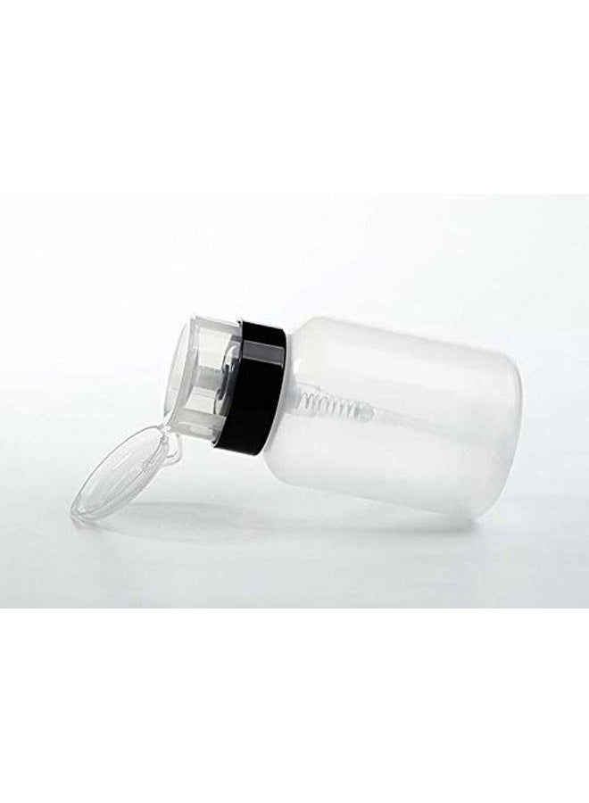 Natuworld 3Pcs 200ml/6.8oz Push Down Empty Lockable Pump Dispenser Bottle for Nail Polish and Makeup Remover Facial Toner Portable Travel Refillable Plastic Clear Cosmetic Container with Black Flip Top Cap - Image 3