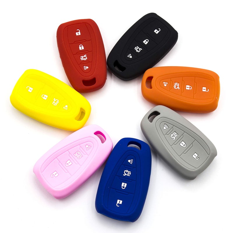 LIGHTKOREA 2Pcs 4Button Silicone fob Remote Smart Key Case Protector Cover Compatible with Chevrolet Chevy Malibu Camaro Cruze Traverse Sonic Volt Bolt Equinox Pink Random - Image 3