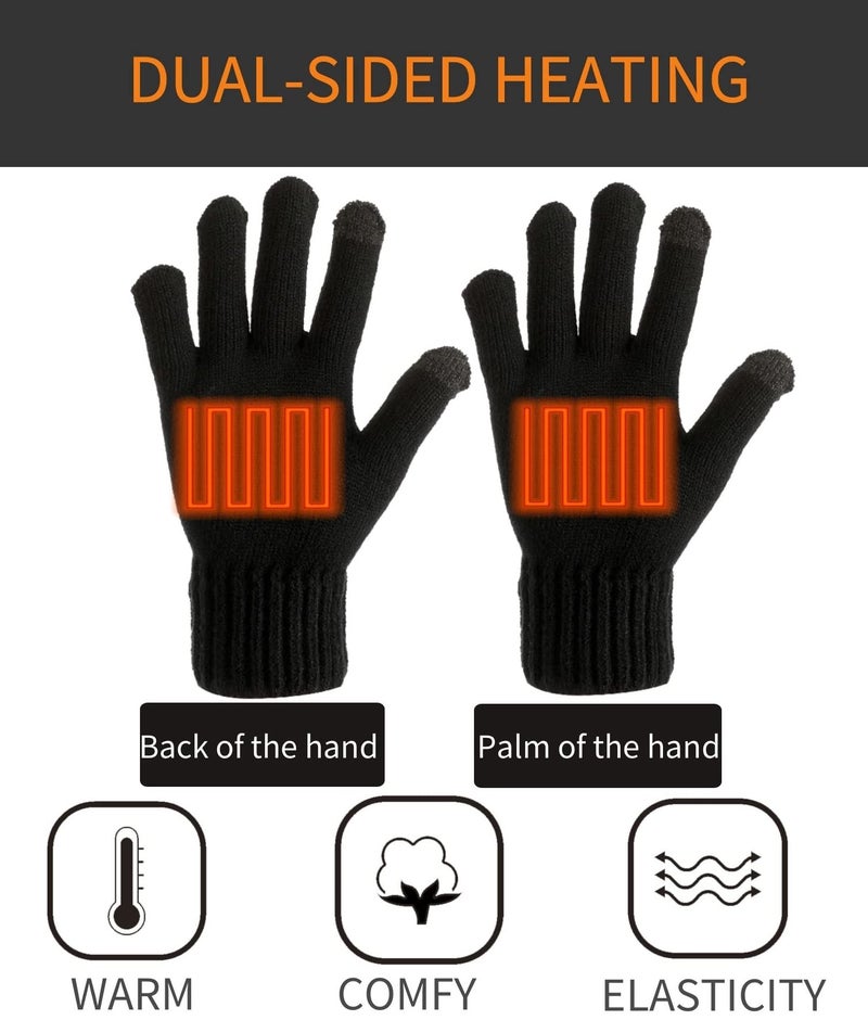 Eskood Electric USB Heated Gloves for Men Women 5V Thermal Mittens with Touchscreen Black Cold Weather Gloves Offering Warmth in Winter Ideal for Laptop Typing - Image 4