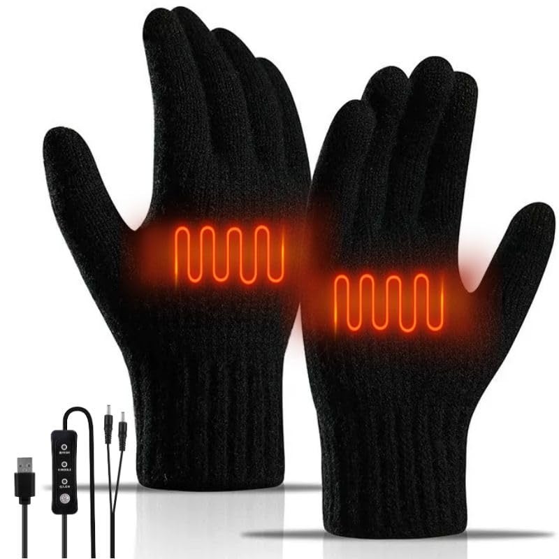 Eskood Electric USB Heated Gloves for Men Women 5V Thermal Mittens with Touchscreen Black Cold Weather Gloves Offering Warmth in Winter Ideal for Laptop Typing - Image 1