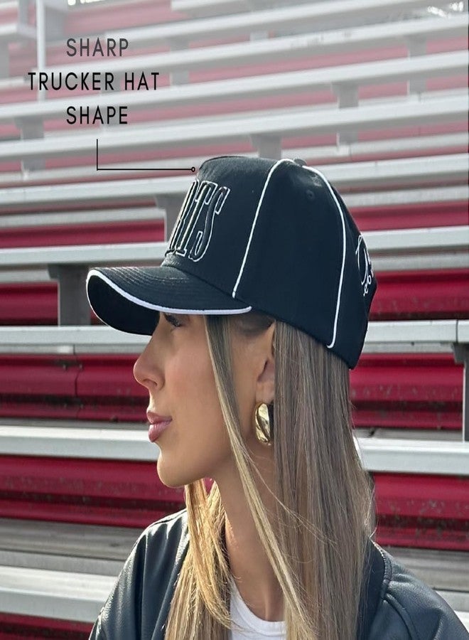 Citrusy Boutique Vintage Trucker Hat | Country Cowboy Cute Preppy Retro Western Trucker Hats | Men Women Trendy Snapback | Tan Red Green Black (Sports | Black) - Image 5