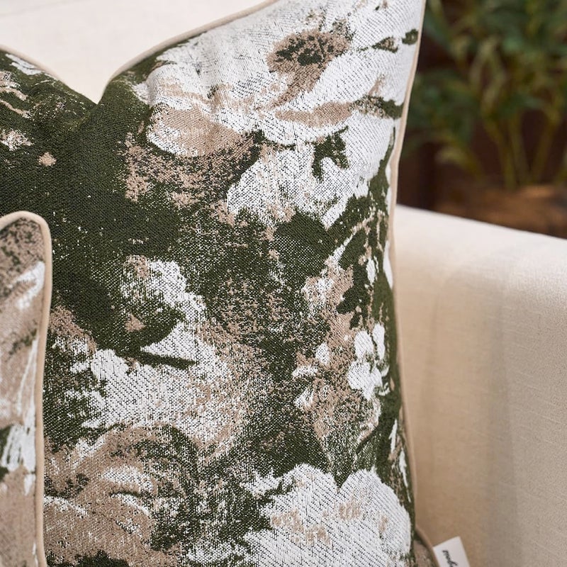 Yangest Neutral Flower Pillow Cover 12 x 20 Inches, Nature Chenille Rectangle Throw Pillow Cover Soft Luxury Accent Couch Pillow Cover for Living Room Bedroom, Green - Image 3