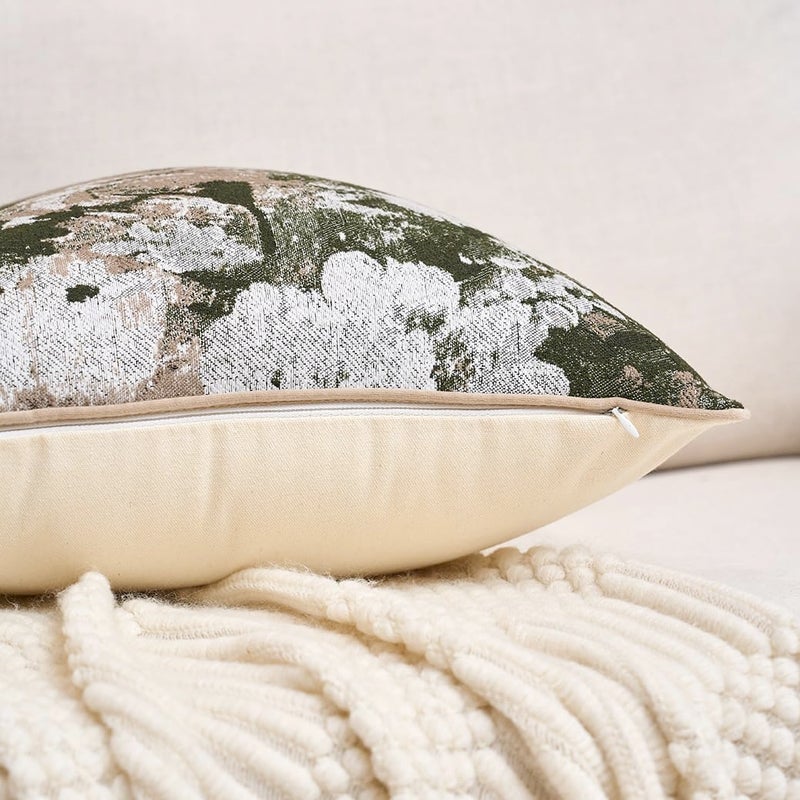 Yangest Neutral Flower Pillow Cover 12 x 20 Inches, Nature Chenille Rectangle Throw Pillow Cover Soft Luxury Accent Couch Pillow Cover for Living Room Bedroom, Green - Image 2