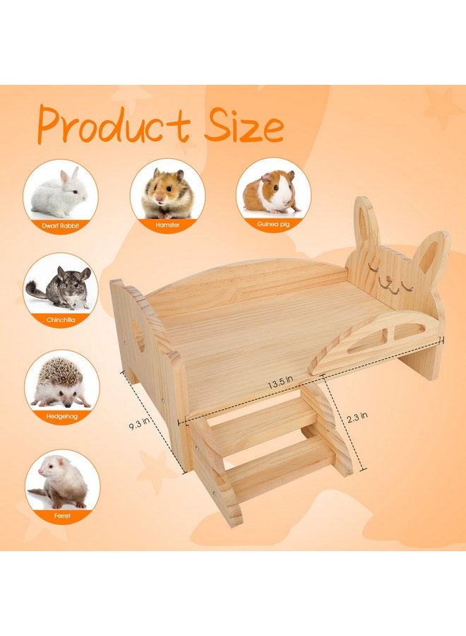 BWOGUE Wooden Guinea Pig Bed with Stairs and Mat, Washable Soft Fleece Small Animal Bed Guinea Pig Platform Bed for Hamsters Dwarf Rabbits Chinchilla Squirrel Hedgehog Habitat - Image 3