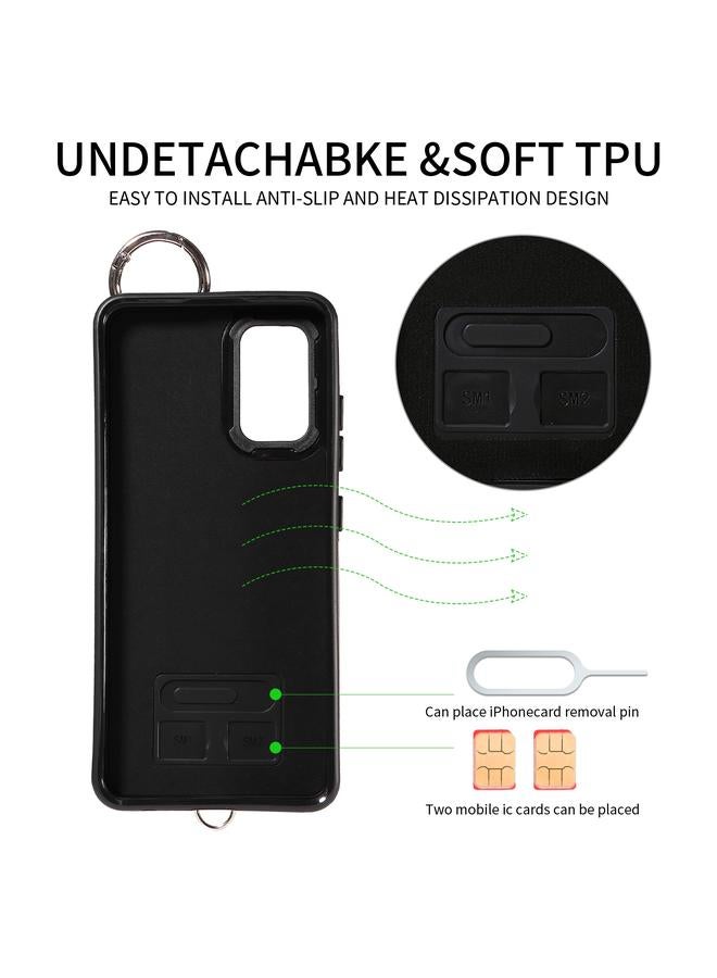 اس-توب جراب لهاتف Samsung Galaxy A32 4G بتصميم معيني مع حقيبة بطاقات وحبل قصير - Image 3