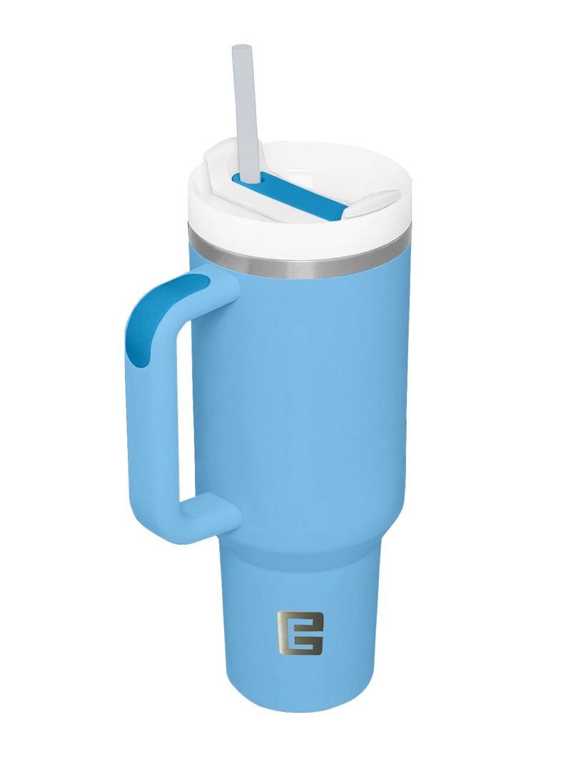 Ellementel Ellementel Stainless Steel Vacuum Insulated Tumblers, 1.2L / 40oz - Double Walled Vacuum Flask, Insulated Tumbler with Straw, Travel Mug Cup for Water, Tea, Coffee and More (BLUE)  - Image 1