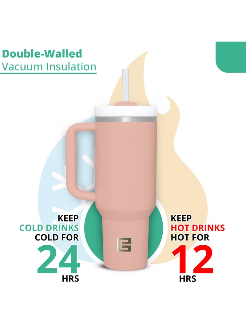 Ellementel Ellementel Stainless Steel Vacuum Insulated Tumblers, 1.2L / 40oz - Double Walled Vacuum Flask, Insulated Tumbler with Straw, Travel Mug Cup for Water, Tea, Coffee and More (BLUE)  - Image 4