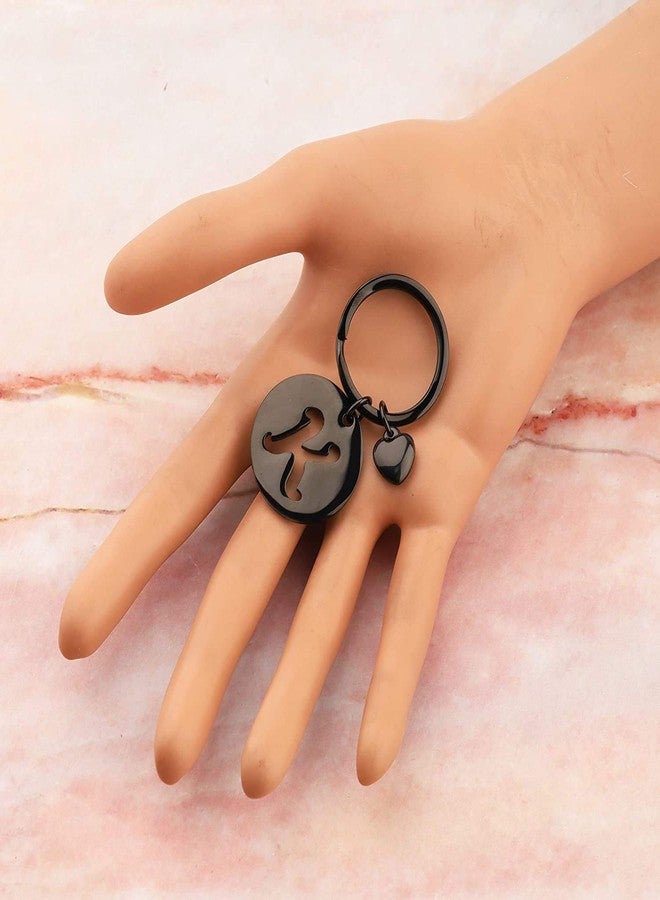 HOLLP Initial Disc Charm Keychain 26 Letter Alphabet Key Ring A-Z Initial English Charm Keychain (Black-K) - Image 4