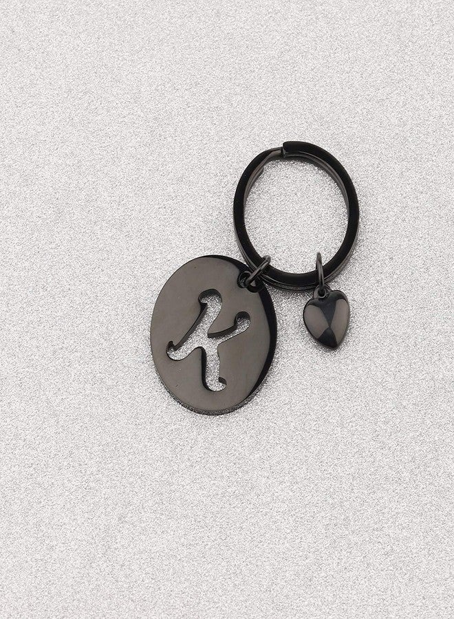 HOLLP Initial Disc Charm Keychain 26 Letter Alphabet Key Ring A-Z Initial English Charm Keychain (Black-K) - Image 3