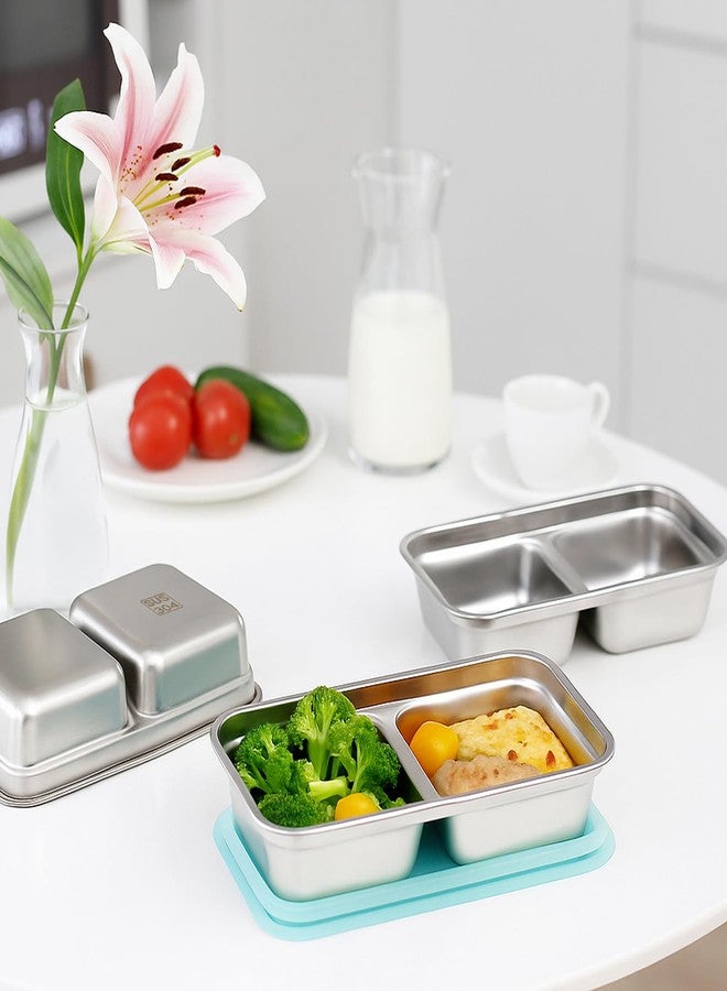 GETRIC 4 Pack Grab and Go Snack Containers, Stainless Steel Reusable Double Compartment Snack Box Containers with Lids Dishwasher Safe Travel & Outdoor Camping Portable Food Storage (4 Pack Sliver) - Image 4