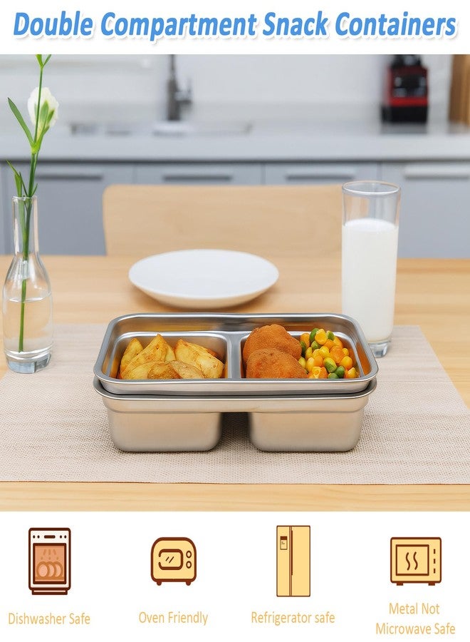 GETRIC 4 Pack Grab and Go Snack Containers, Stainless Steel Reusable Double Compartment Snack Box Containers with Lids Dishwasher Safe Travel & Outdoor Camping Portable Food Storage (4 Pack Sliver) - Image 5