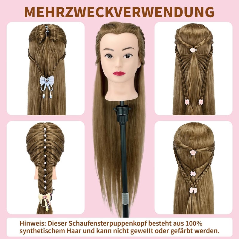 Aofadaning Professional Children's Hairdressing Set - Mannequin Head with Wig Stand and Hairdressing Head Shape for Hairdressers, Schoolgirls and Hairdressing Schools (Gold (Colour)) - Image 5