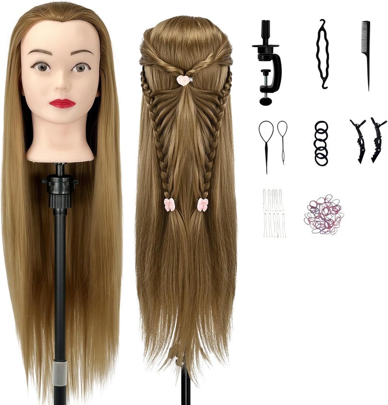 Aofadaning Professional Children's Hairdressing Set - Mannequin Head with Wig Stand and Hairdressing Head Shape for Hairdressers, Schoolgirls and Hairdressing Schools (Gold (Colour)) - Image 1